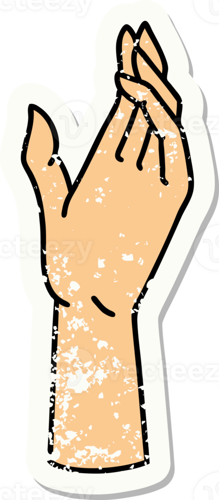 distressed sticker tattoo in traditional style of a hand png