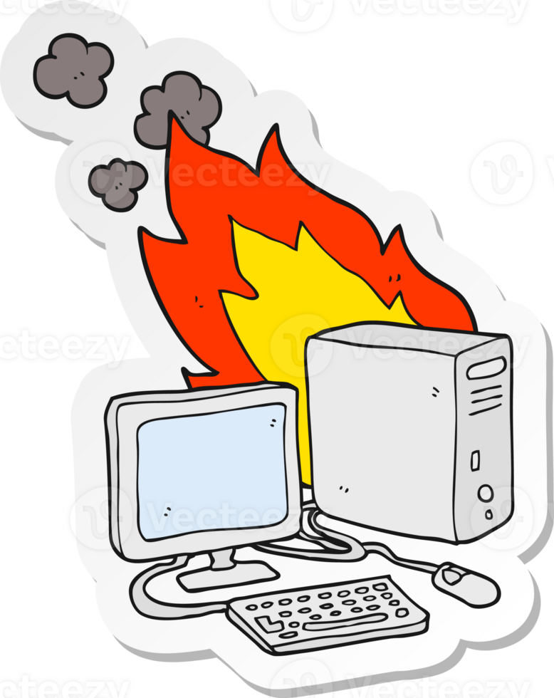 sticker of a cartoon computer png
