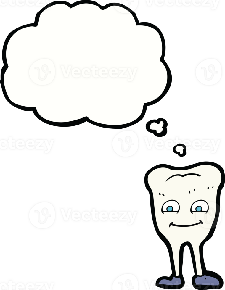 cartoon tooth   with thought bubble png