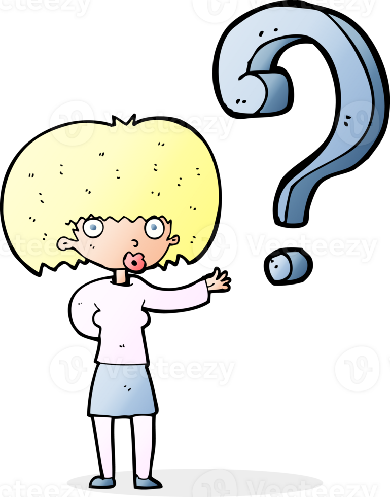 cartoon woman asking a question png