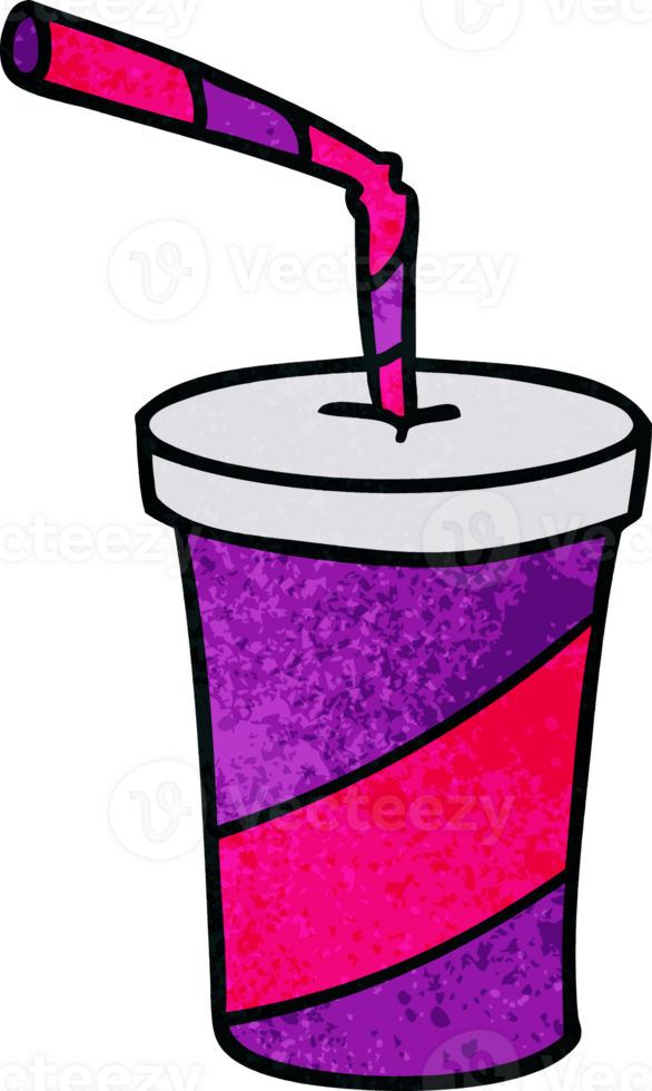 hand drawn textured cartoon doodle of fastfood drink png