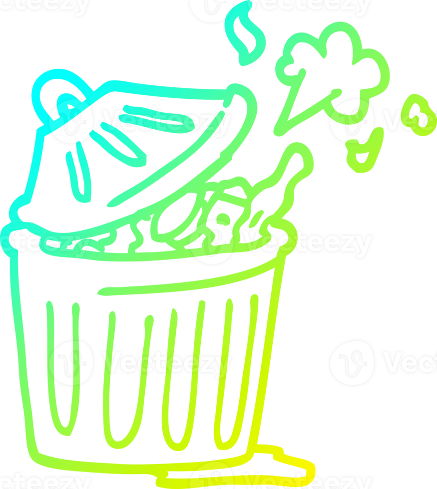 cold gradient line drawing of a cartoon waste bin png