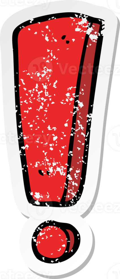 distressed sticker of a cartoon exclamation mark png