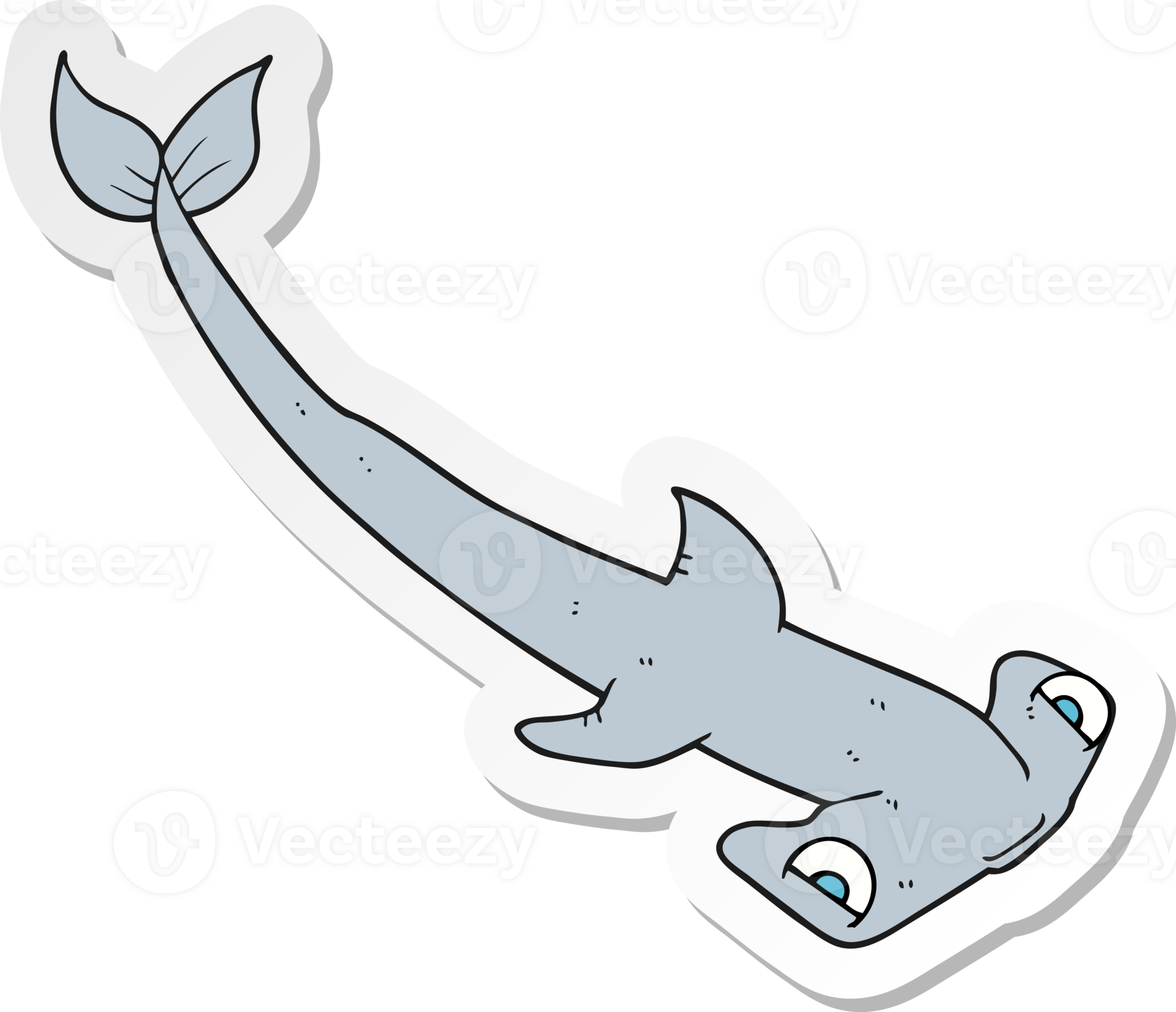 sticker of a cartoon hammerhead shark 45029977 PNG