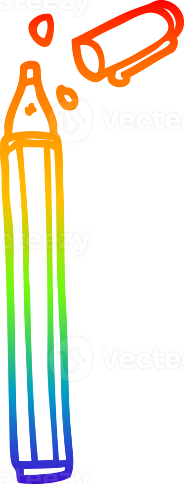 rainbow gradient line drawing of a cartoon office pen png