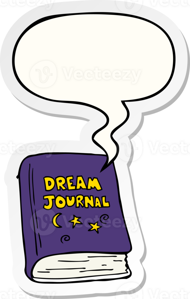 cartoon dream journal with speech bubble sticker png