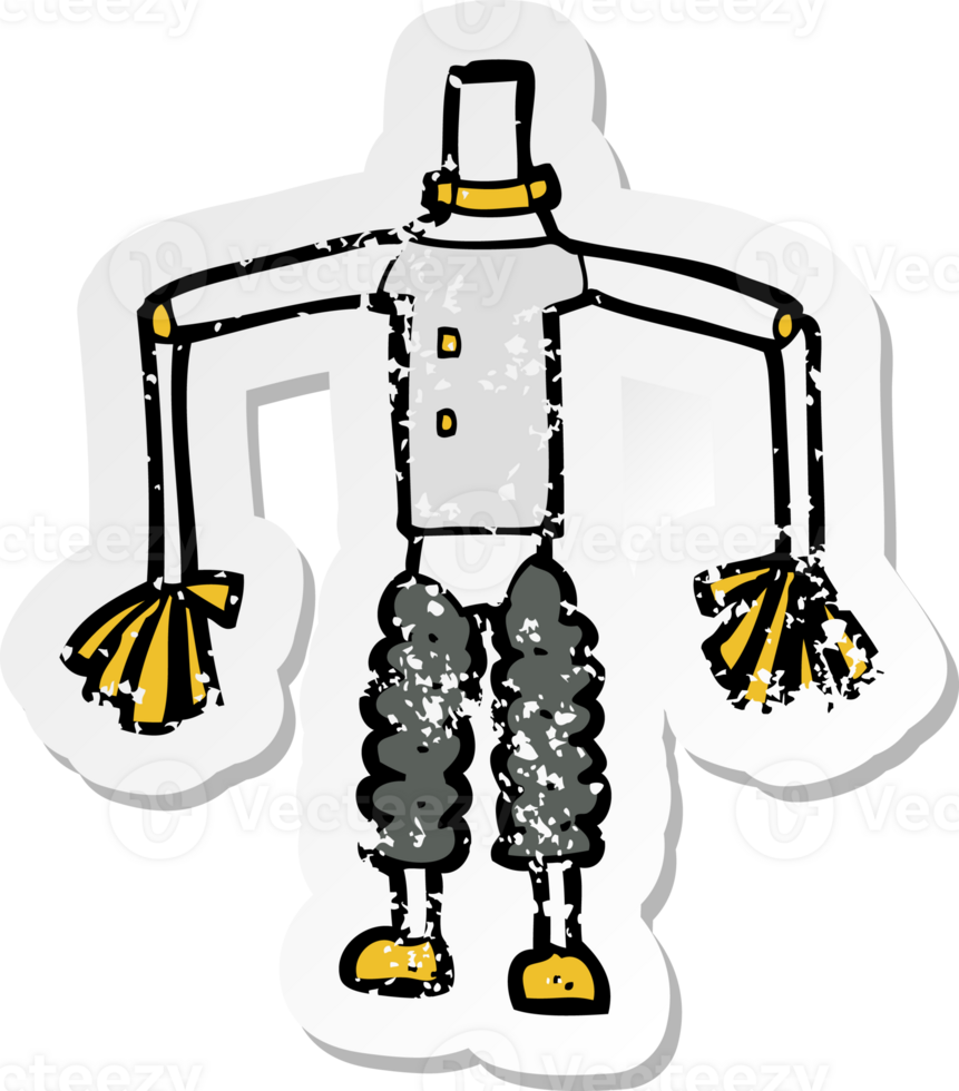 retro distressed sticker of a cartoon robot body png