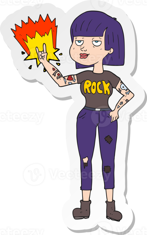 sticker of a cartoon rock girl png