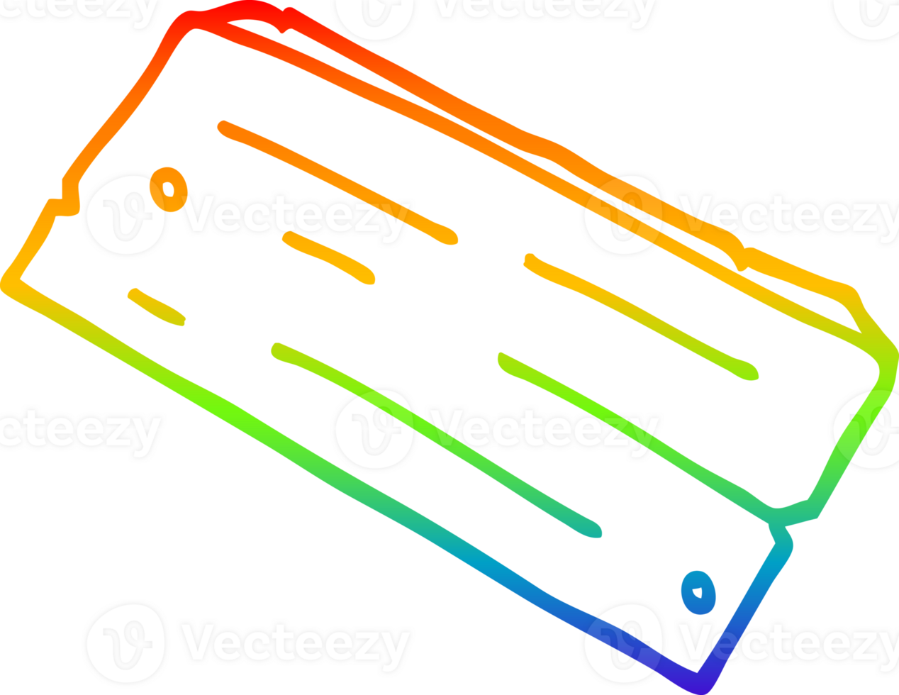 rainbow gradient line drawing of a cartoon plank of wood png
