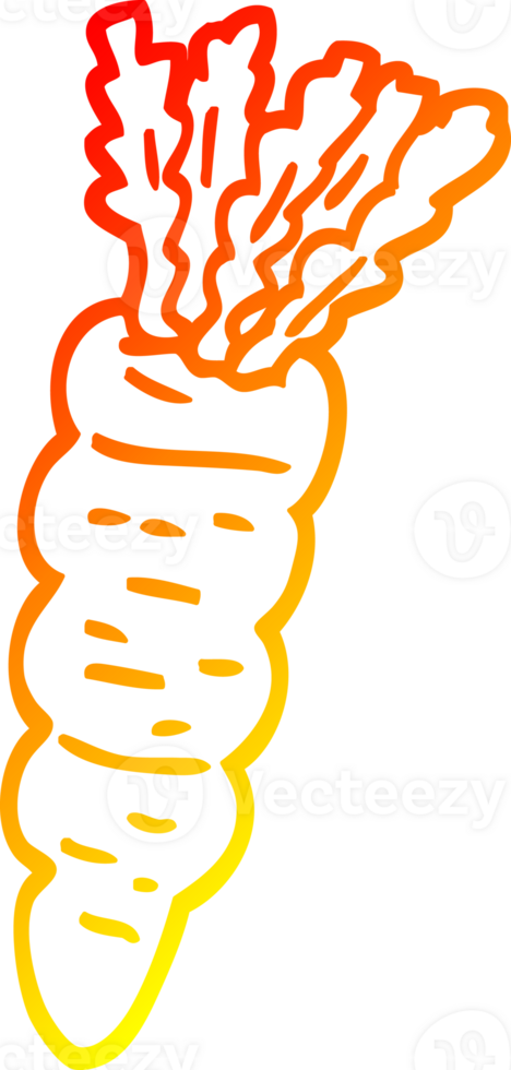 warm gradient line drawing of a cartoon carrot png