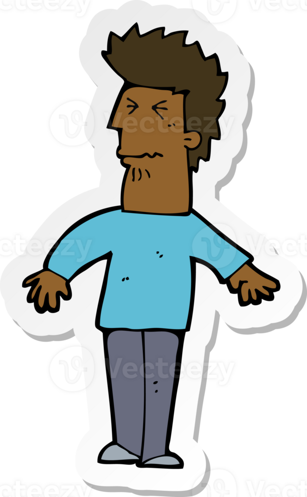 sticker of a cartoon stressed man png