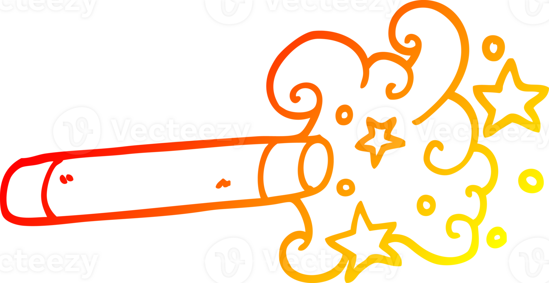 warm gradient line drawing of a cartoon magician wand png