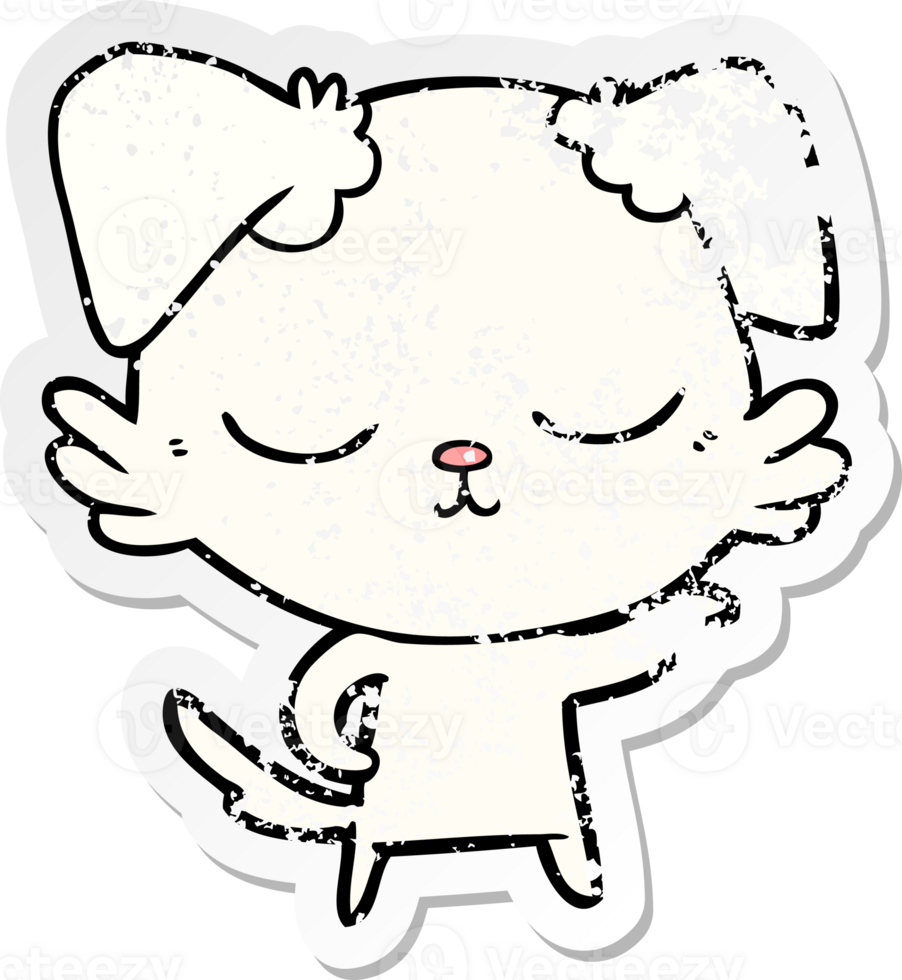 distressed sticker of a cute cartoon dog png