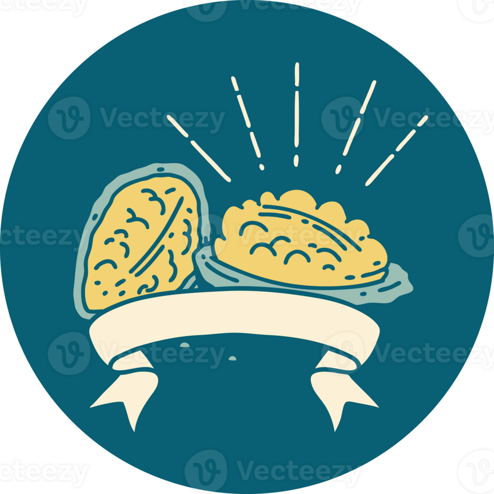 icon of a tattoo style walnuts with shell png