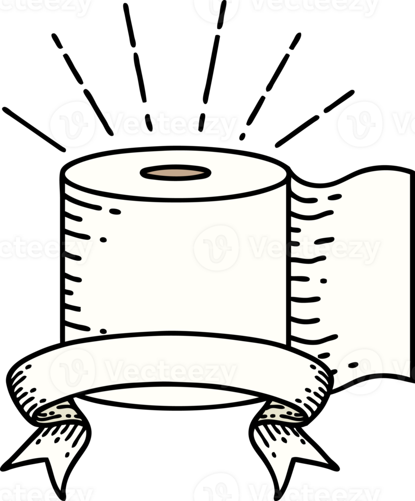 scroll banner with tattoo style toilet paper png