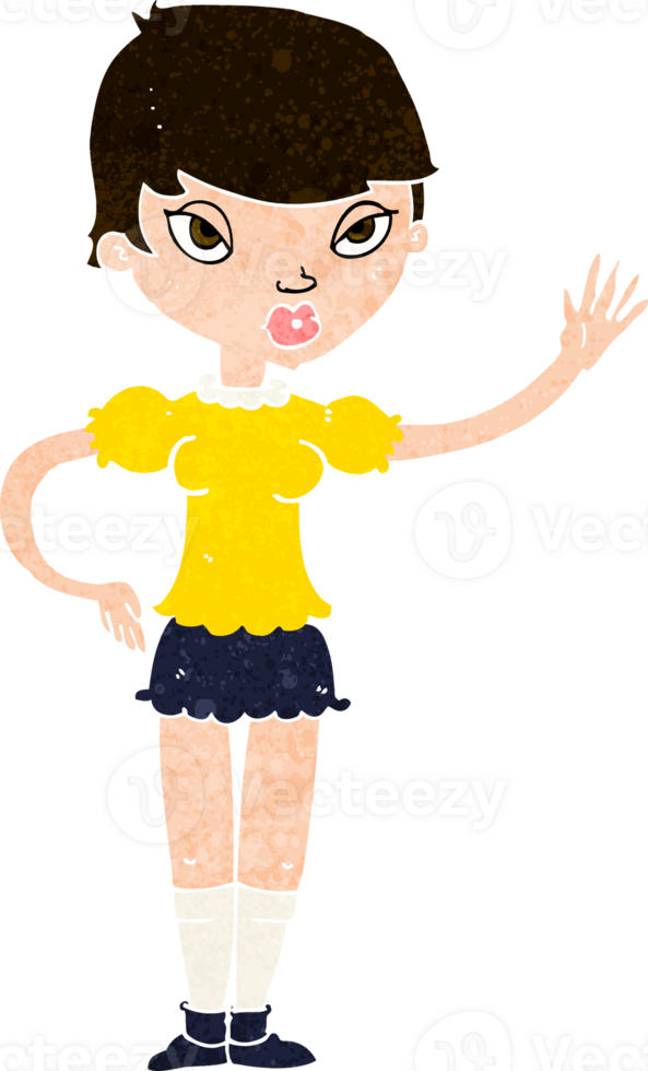 cartoon woman waving png