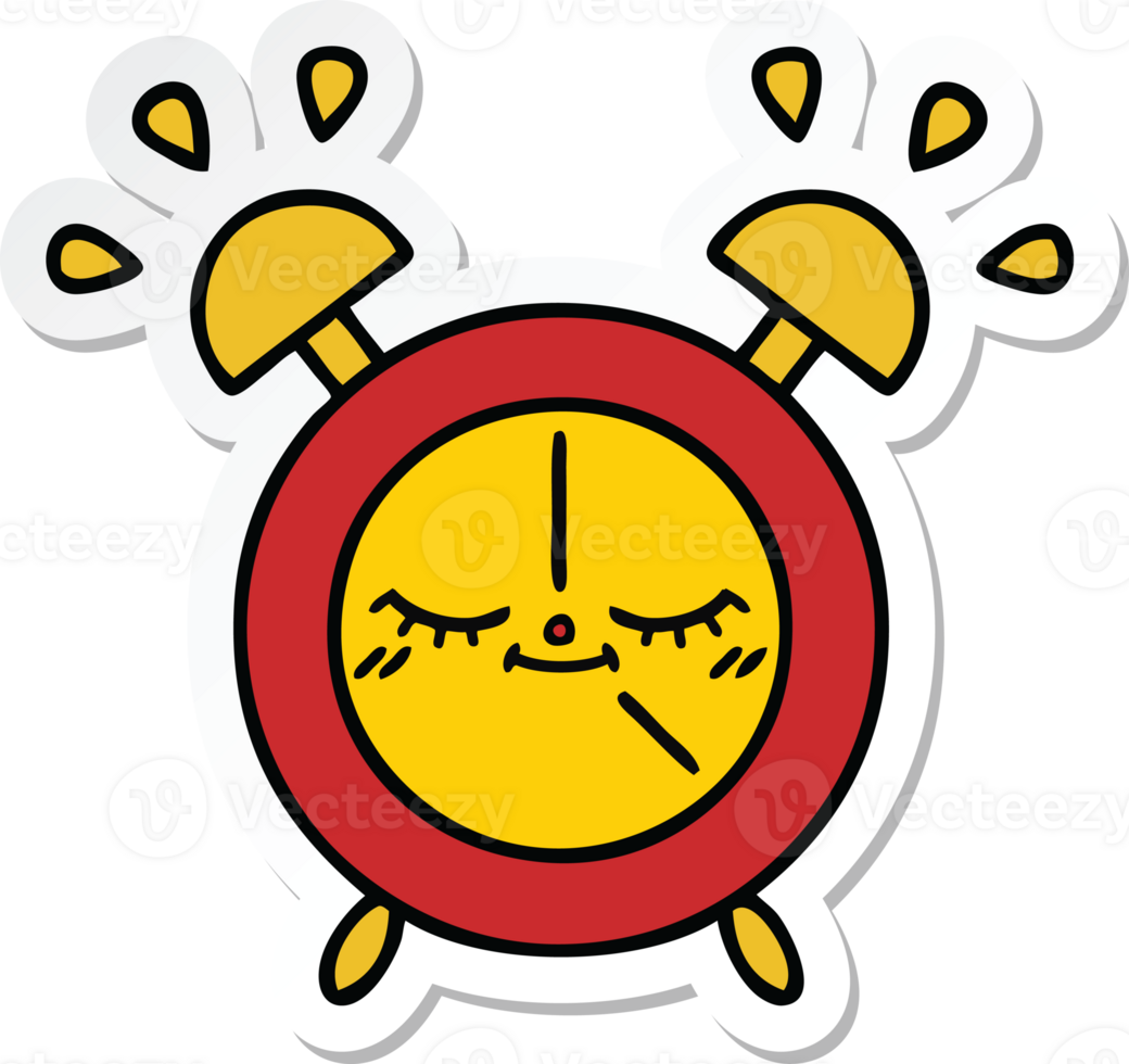 sticker of a cute cartoon alarm clock png