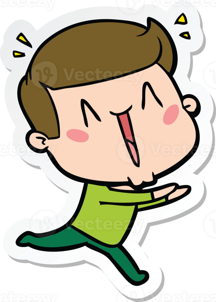 sticker of a cartoon excited man png