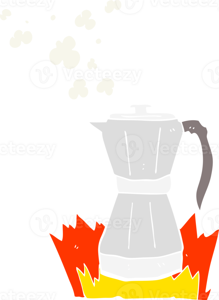 flat color illustration of stovetop espresso maker png