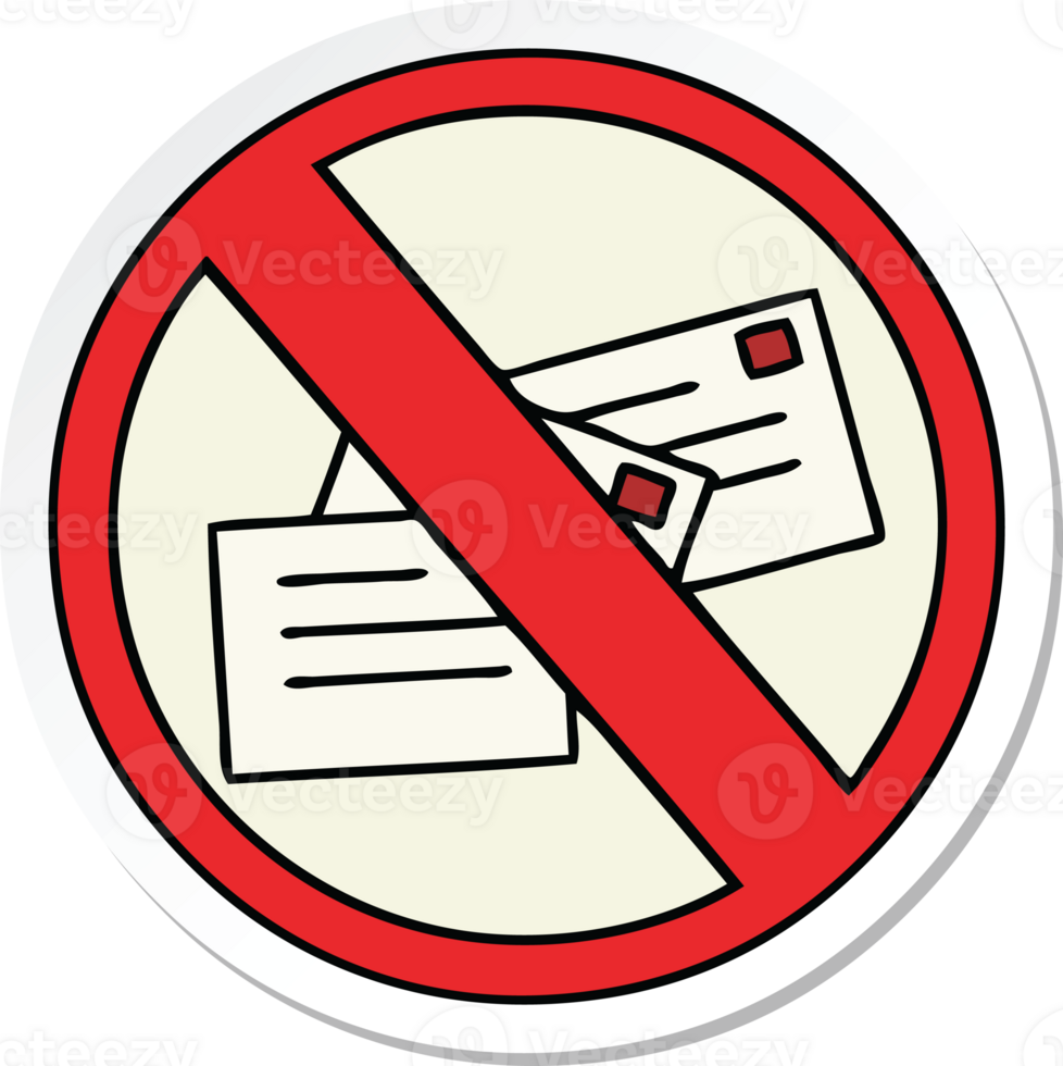 sticker of a cute cartoon no post sign png
