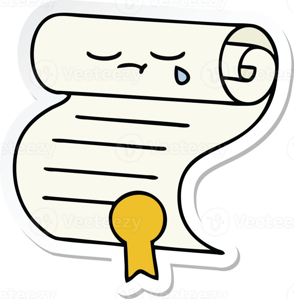 sticker of a cute cartoon contract png