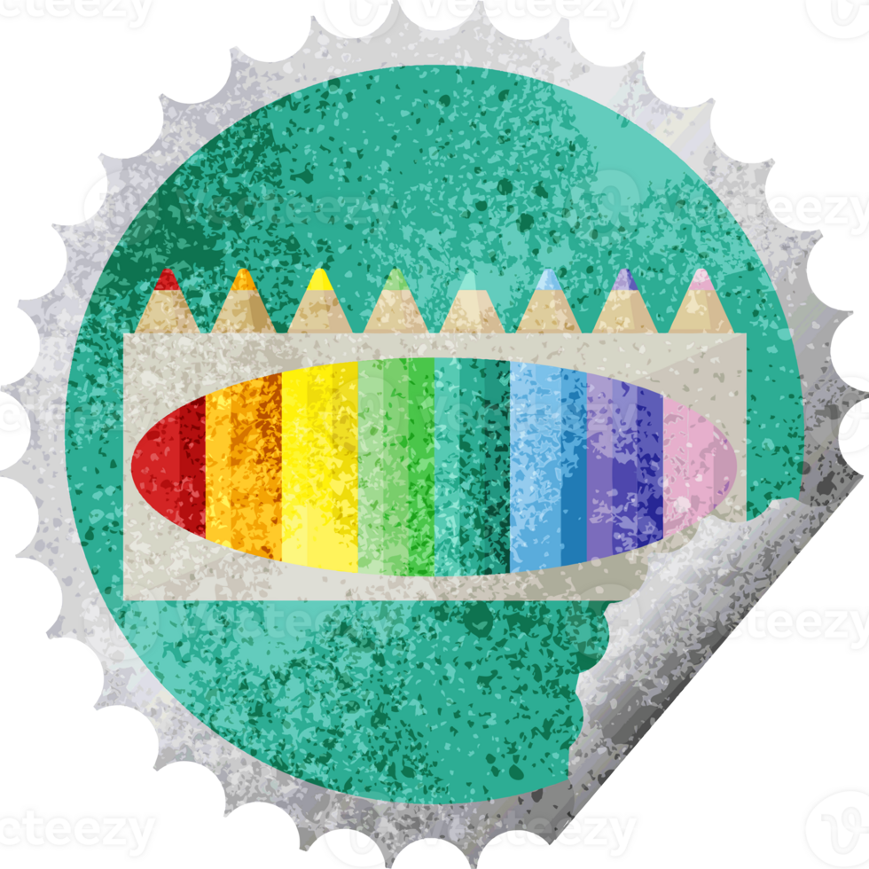 pack of coloring pencils graphic png illustration round sticker stamp