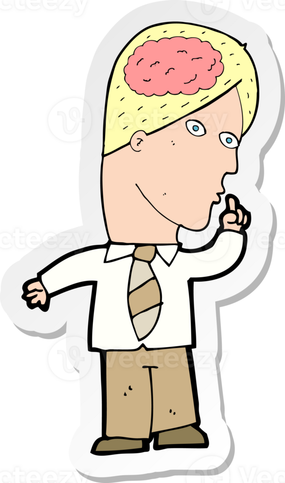 sticker of a cartoon businessman with huge brain png