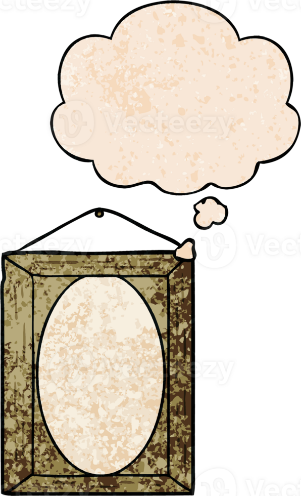 picture frame with thought bubble in grunge texture style png