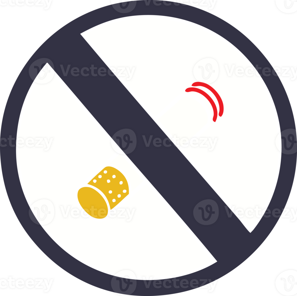 flat color retro cartoon of a no smoking allowed sign png