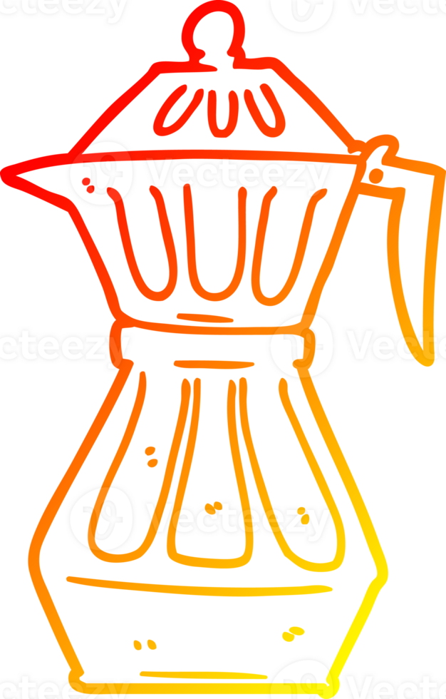 warm gradient line drawing of a cartoon espresso pot png