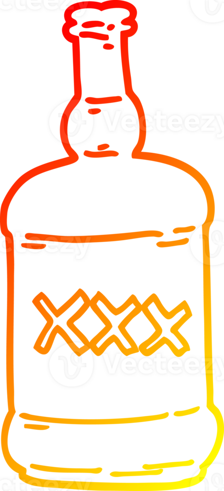 warm gradient line drawing of a cartoon spirits bottle png