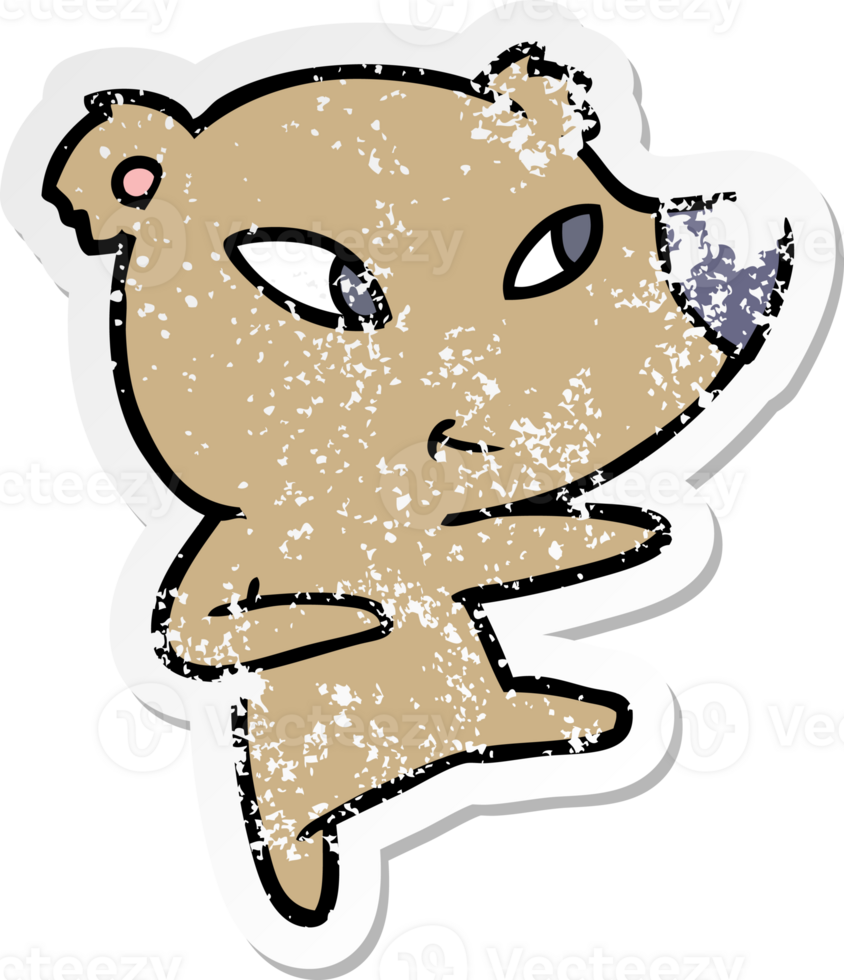 distressed sticker of a cute cartoon bear png