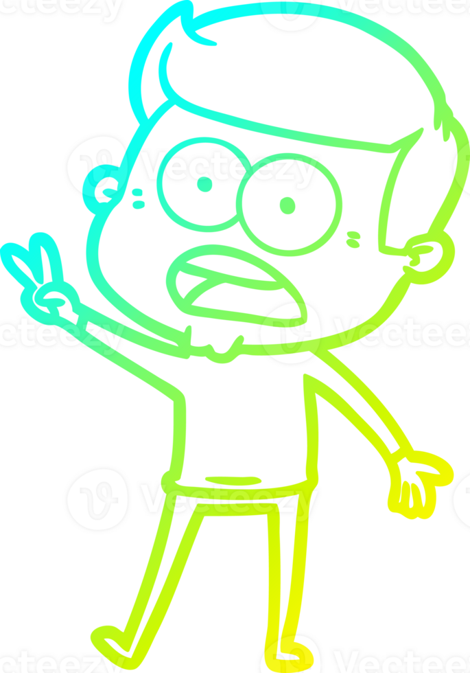 cold gradient line drawing of a cartoon shocked man png