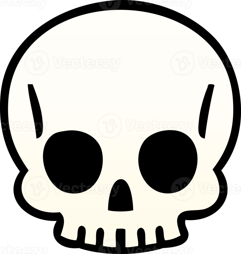 gradient shaded quirky cartoon skull png