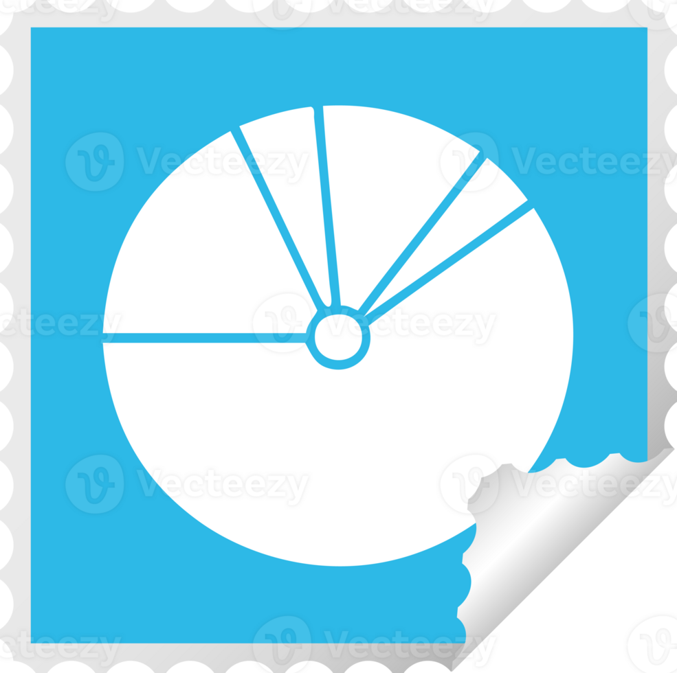 square peeling sticker cartoon of a pie chart png