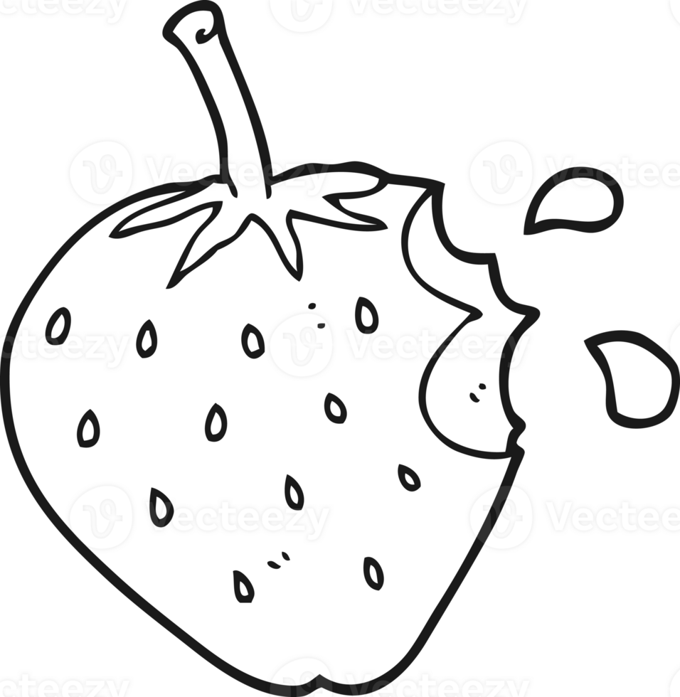hand drawn black and white cartoon strawberry png