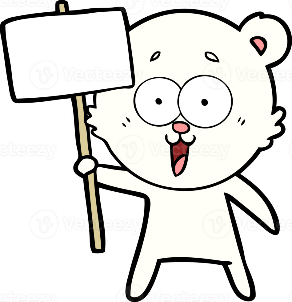 polar bear with protest sign cartoon png