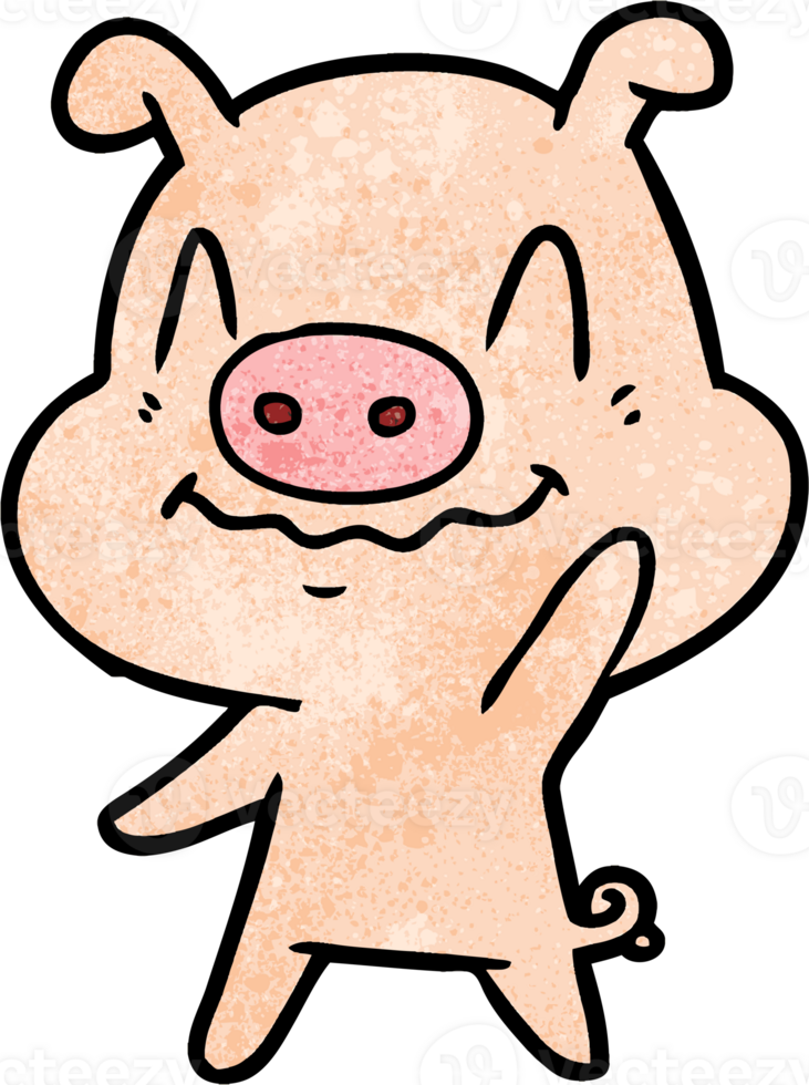 nervous cartoon pig waving png