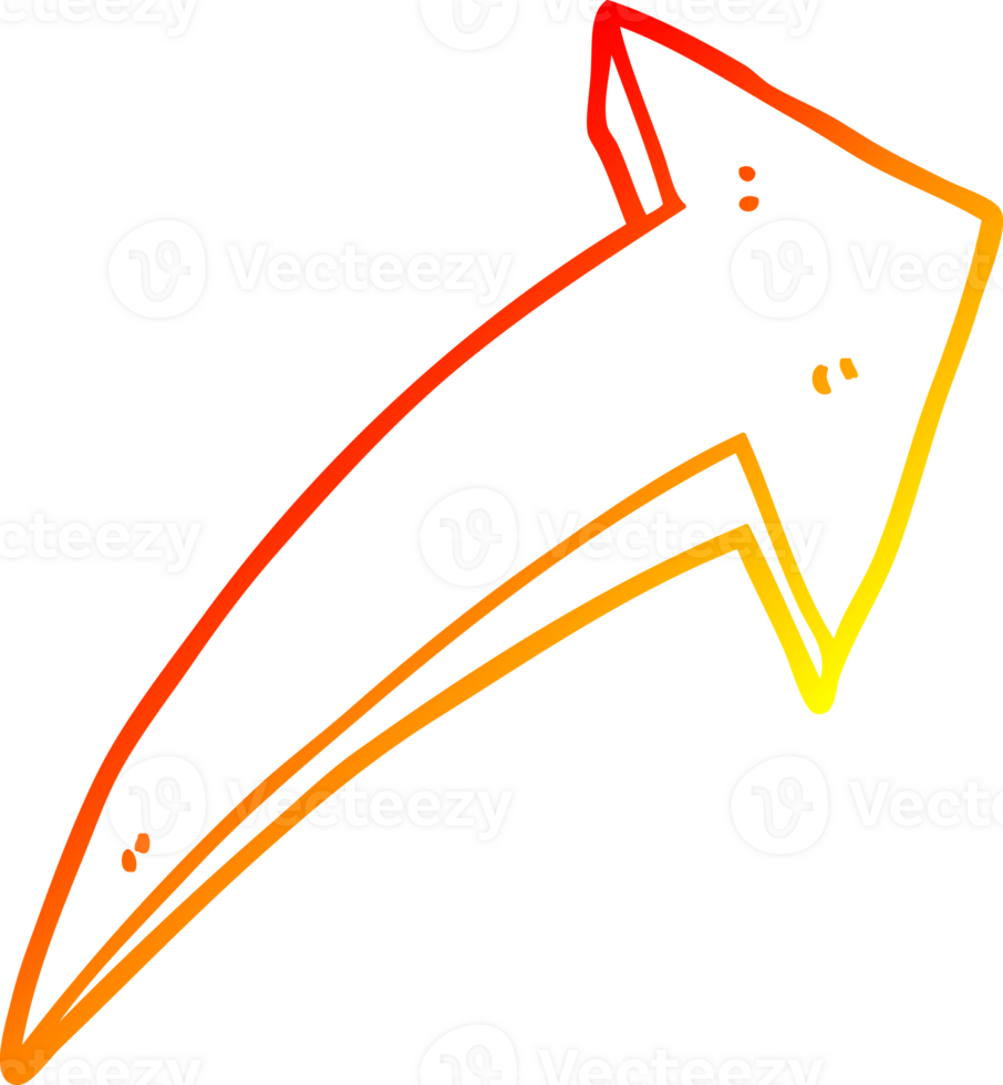 warm gradient line drawing of a cartoon arrow png