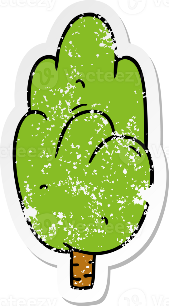 hand drawn distressed sticker cartoon doodle single green tree png