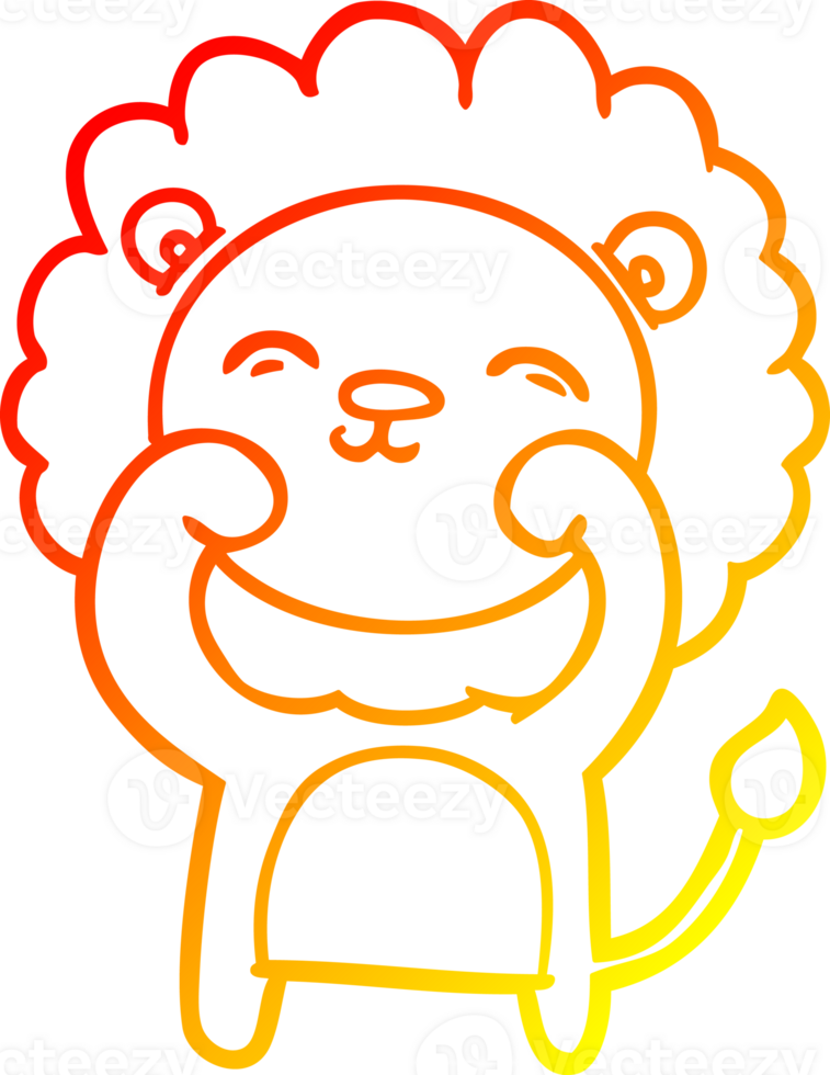 warm gradient line drawing of a cartoon lion png