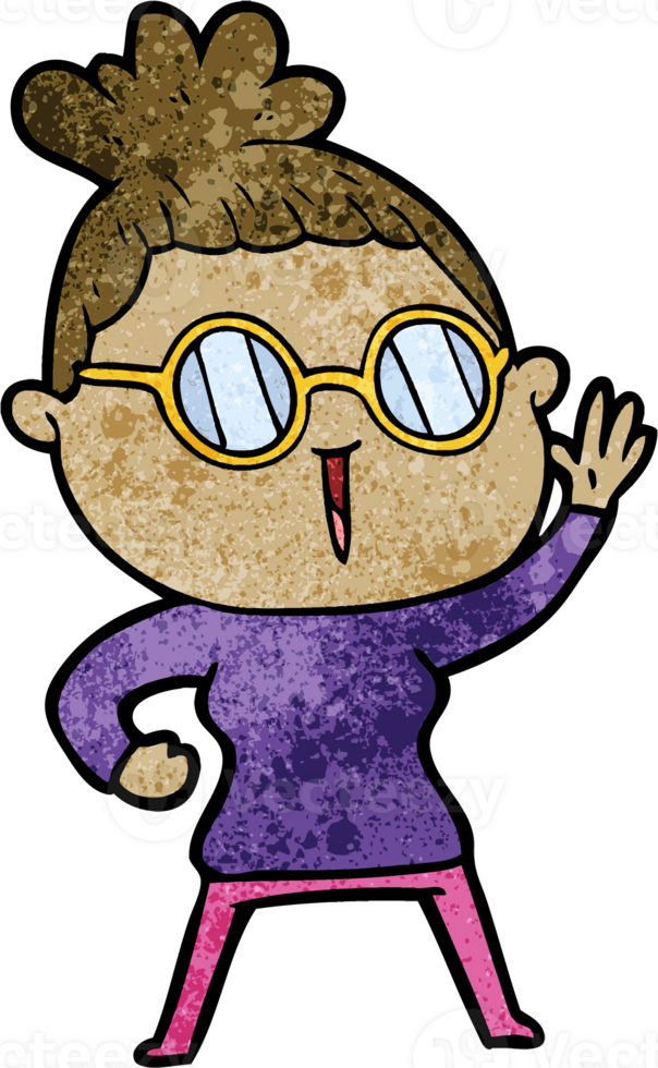cartoon woman wearing spectacles png