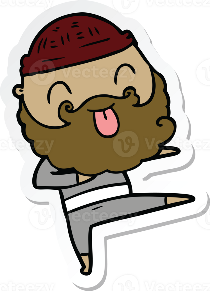 sticker of a man with beard sticking out tongue png