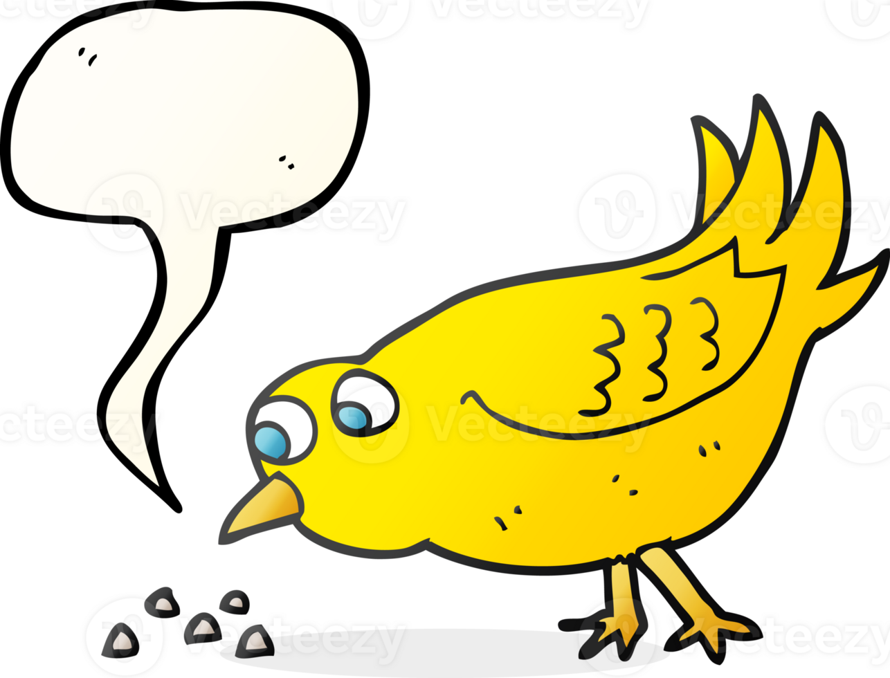 hand drawn speech bubble cartoon bird pecking seeds png