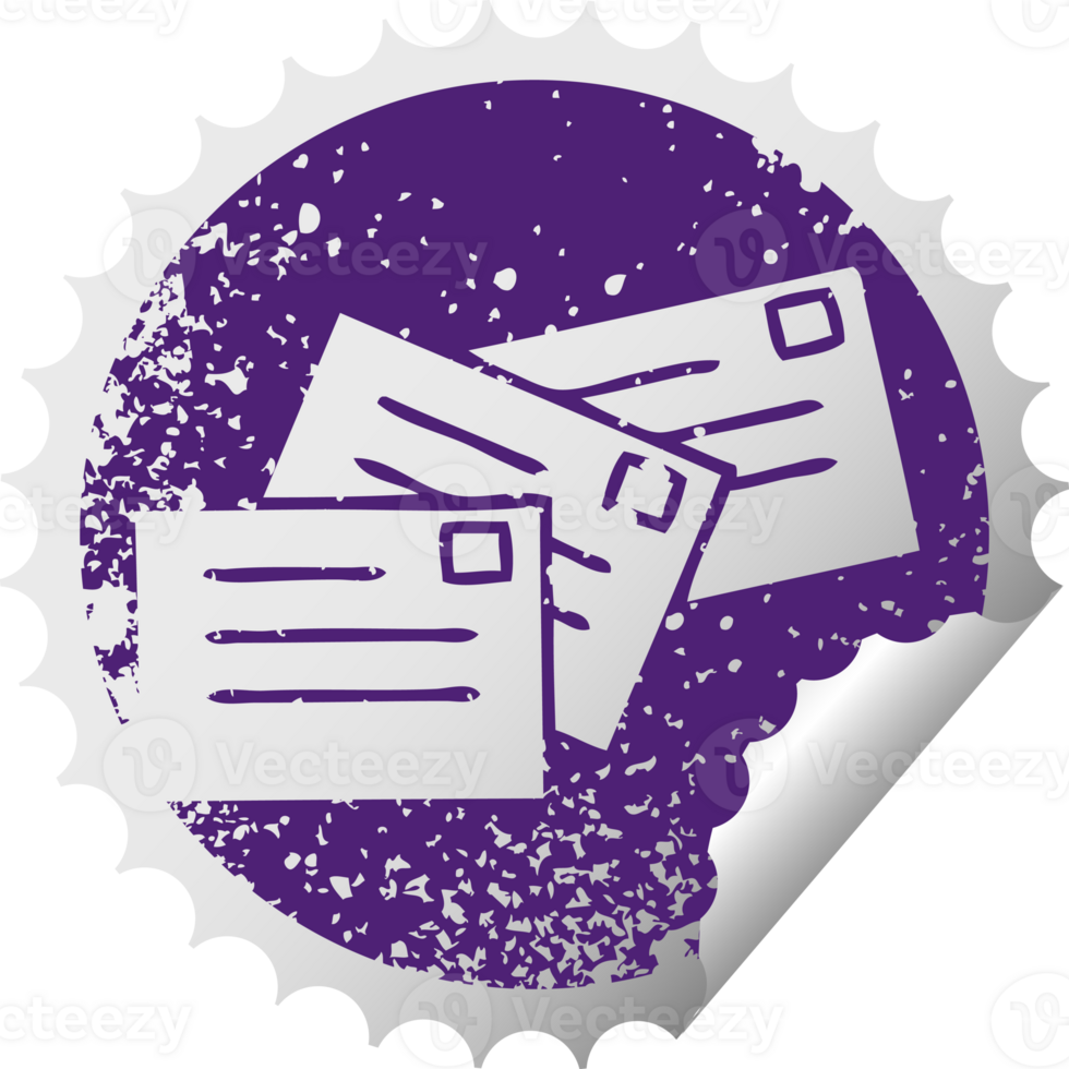 distressed circular peeling sticker symbol of a letters png
