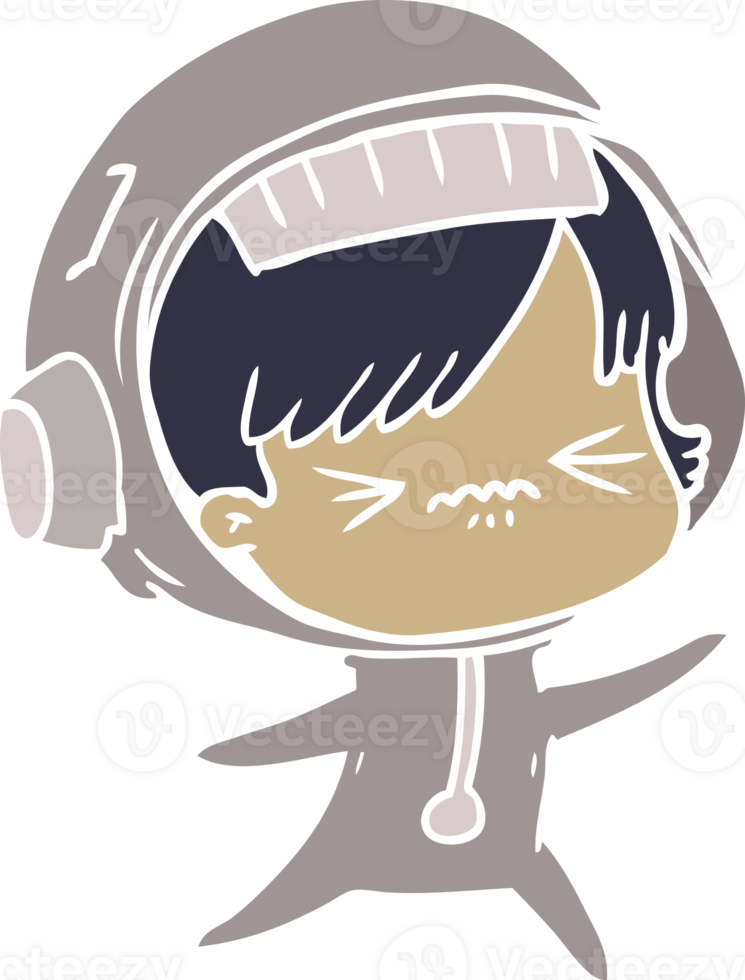 angry flat color style cartoon space girl png
