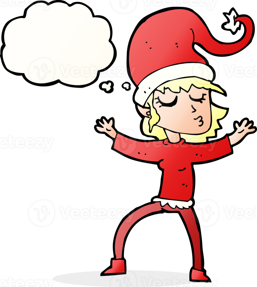 santa's helper cartoon with thought bubble png