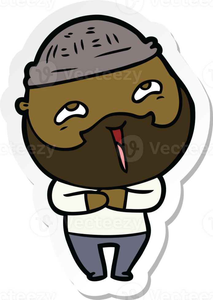 sticker of a cartoon happy bearded man png