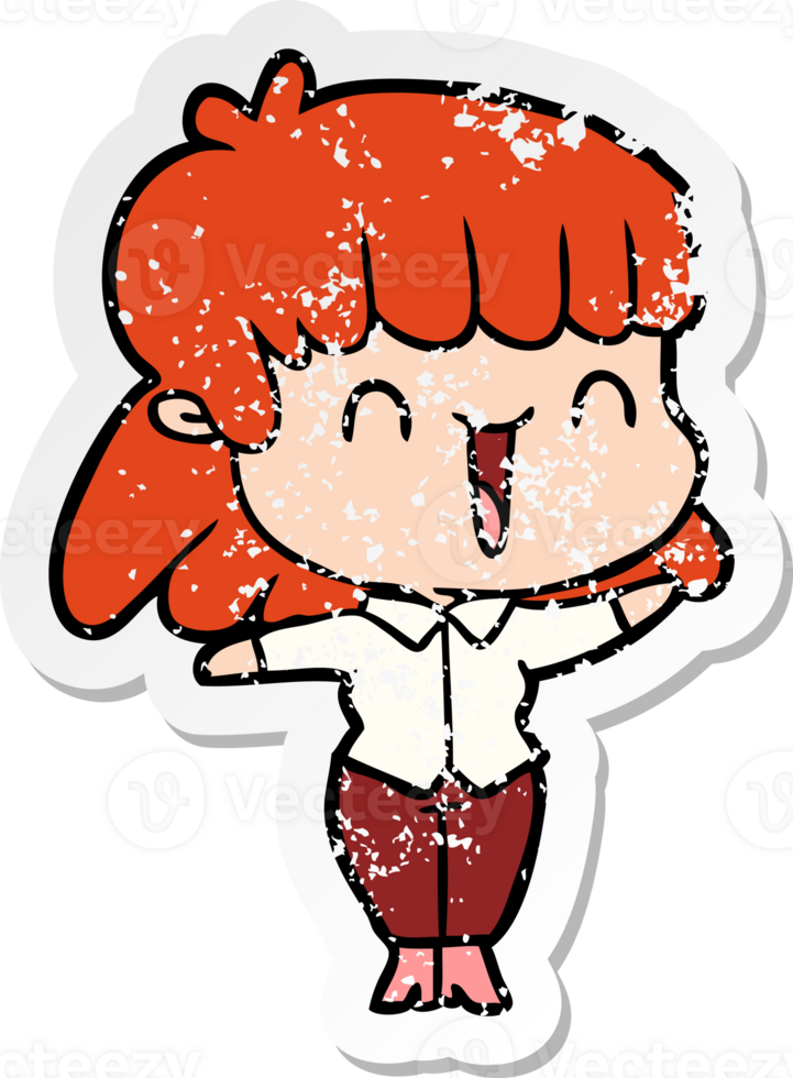 distressed sticker of a cartoon woman png