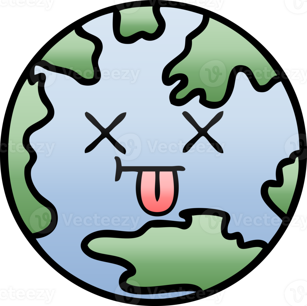 gradient shaded cartoon of a planet earth png